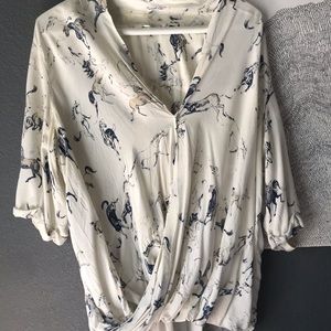 Aritzia blouse in wild horse print